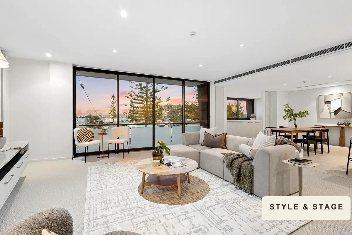 Fresh coastal Beachside apartment home staging in Scarborough – styling detail